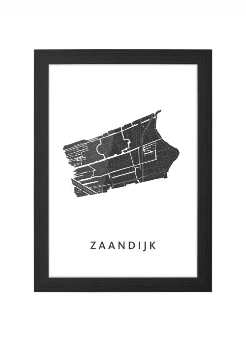 zaandijk kaart poster ingelijst in zwarte lijst