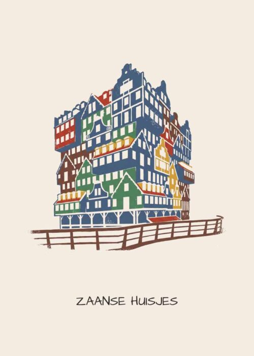 Zaanse Huisjes Zaandam - Linosnede-stijl