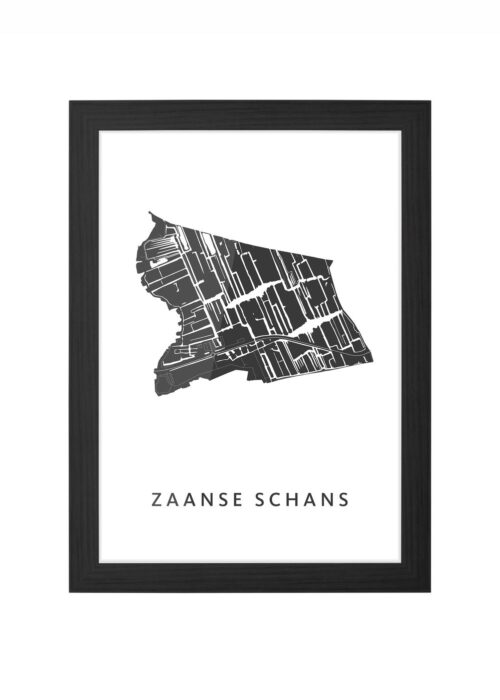 zaanse schans kaart poster ingelijst in zwarte lijst