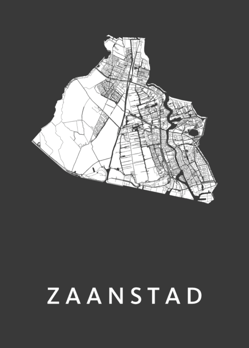 Zaanstad Stadskaart - Black poster