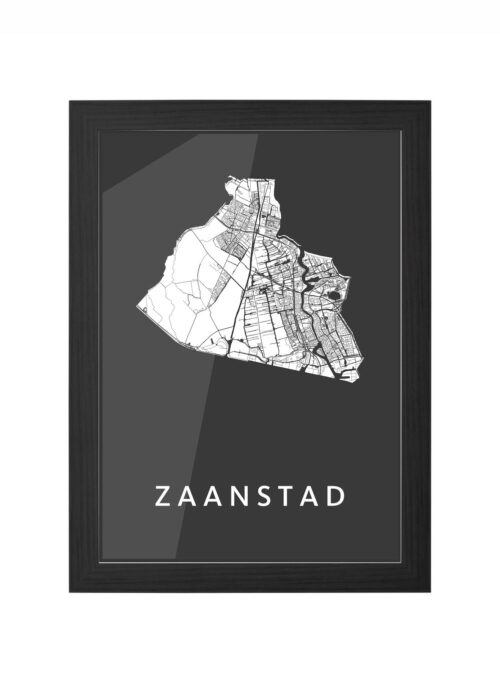 zaanstad stadskaart poster ingelijst in zwarte lijst