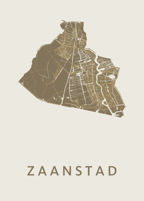 Zaanstad Stadskaart - Gold poster
