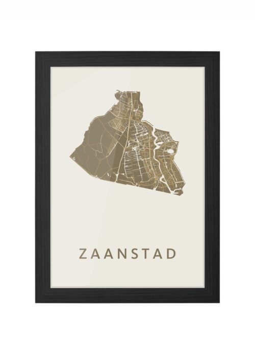 zaanstad stadskaart poster ingelijst in zwarte lijst