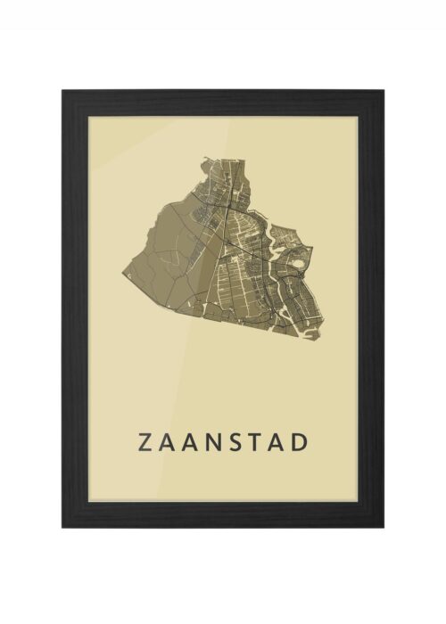 zaanstad stadskaart poster ingelijst in zwarte lijst
