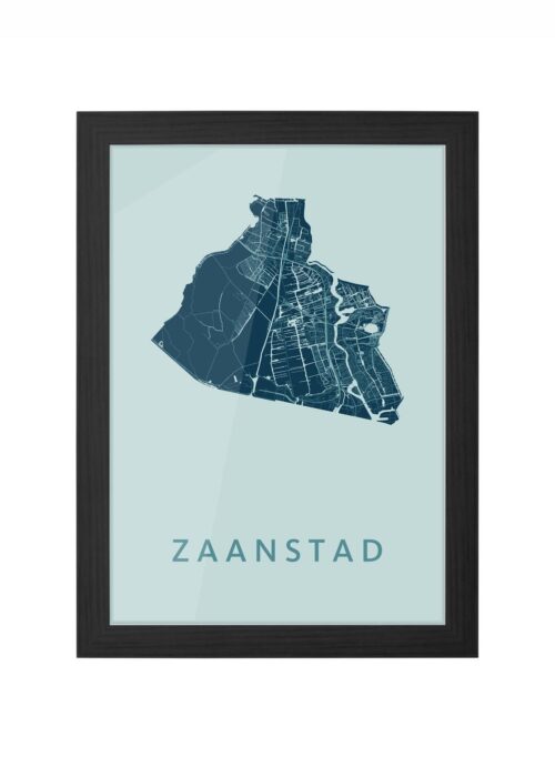 zaanstad stadskaart poster ingelijst in zwarte lijst