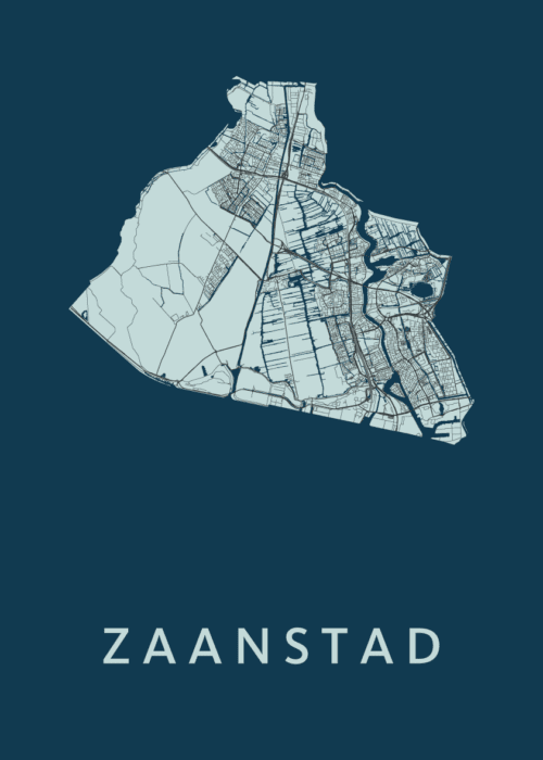 Zaanstad Stadskaart - Navy poster