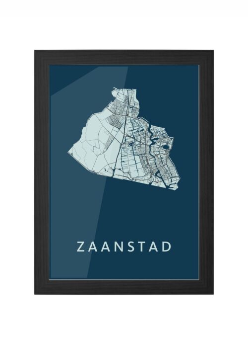 zaanstad stadskaart poster ingelijst in zwarte lijst