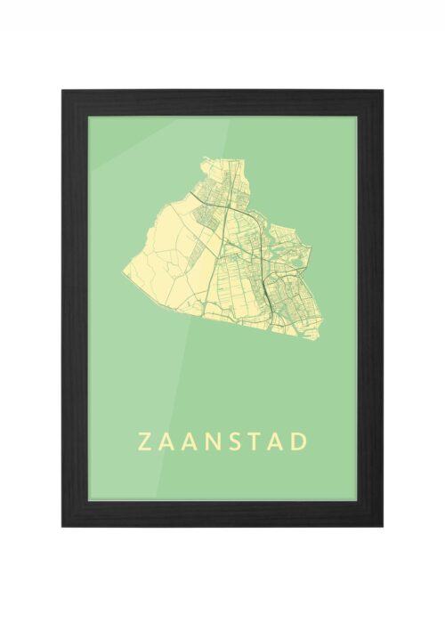 zaanstad stadskaart poster ingelijst in zwarte lijst