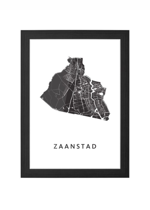 zaanstad stadskaart poster ingelijst in zwarte lijst