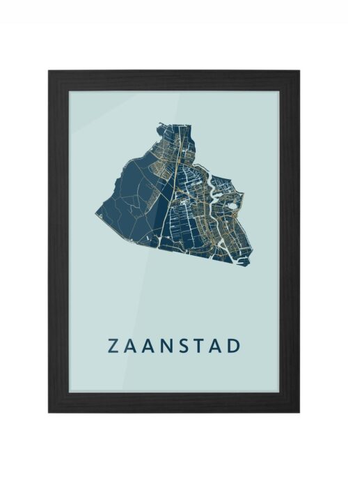 zaanstad stadskaart poster ingelijst in zwarte lijst