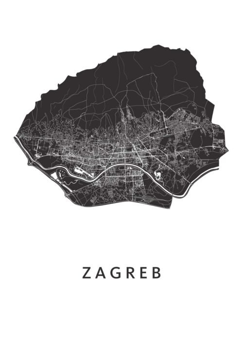 Zagreb Stadskaart Poster Kopen