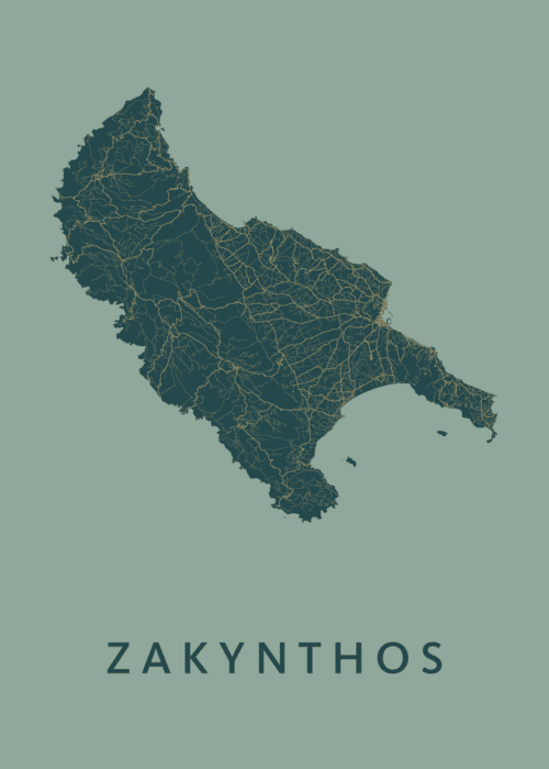 Zakynthos Amazon Map stadskaart poster