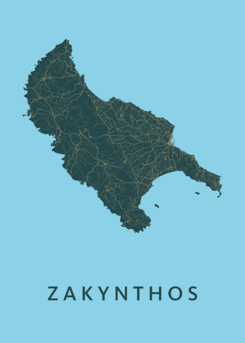 ZakynthosAzureAstadskaartposter