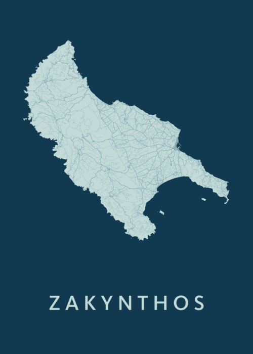 Zakynthos Feldgrau Map stadskaart poster