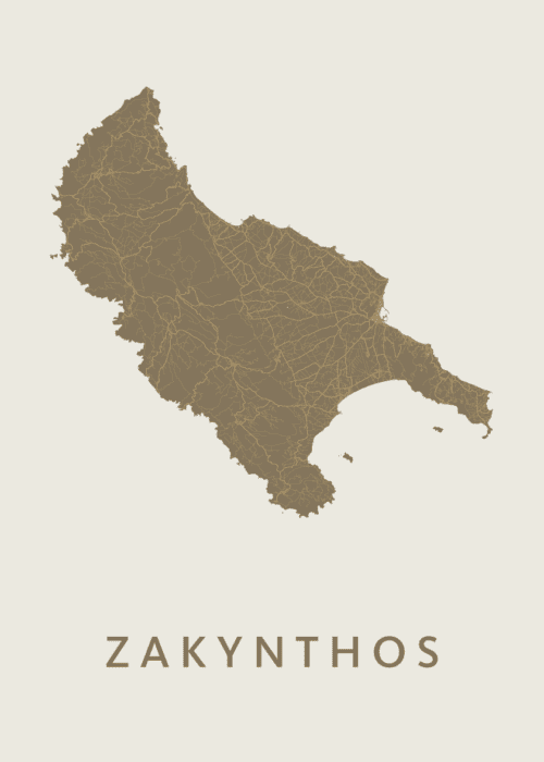 Zakynthos Gold Map stadskaart poster