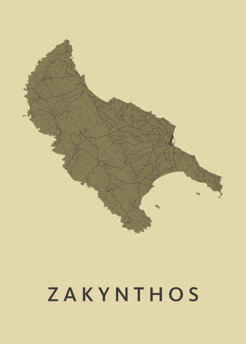 Zakynthos GoldenRod Map stadskaart poster