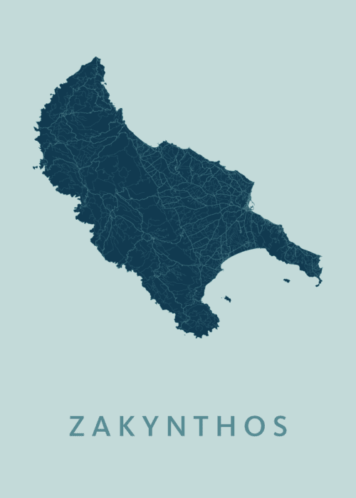 Zakynthos Mint Map stadskaart poster