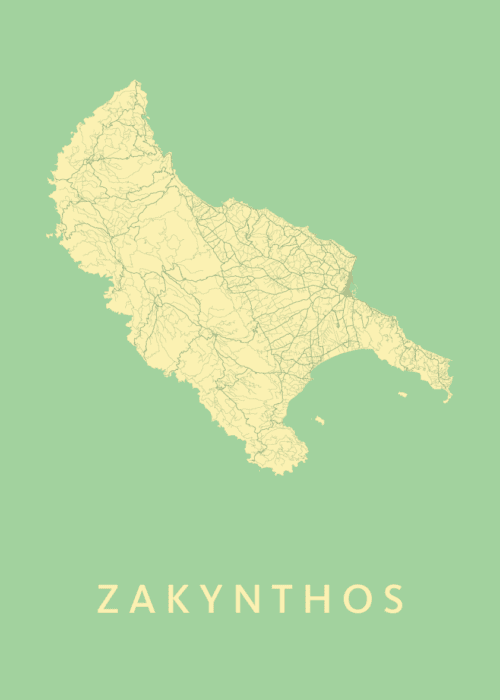 Zakynthos Spring Map stadskaart poster