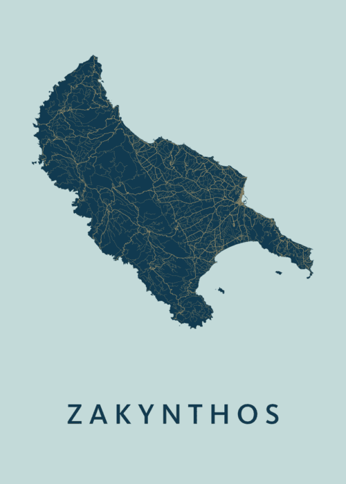 Zakynthos Prussian Map stadskaart poster
