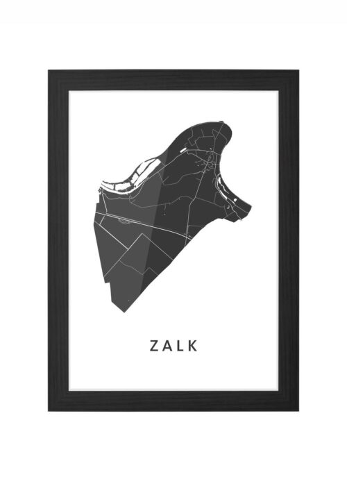 zalk kaart poster ingelijst in zwarte lijst