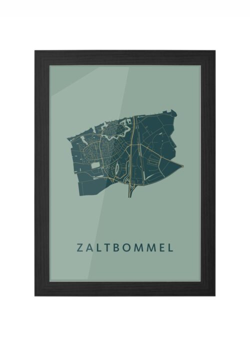 zaltbommel stadskaart poster ingelijst in zwarte lijst