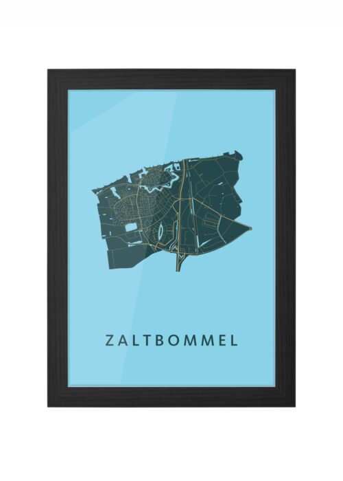 zaltbommel stadskaart poster ingelijst in zwarte lijst