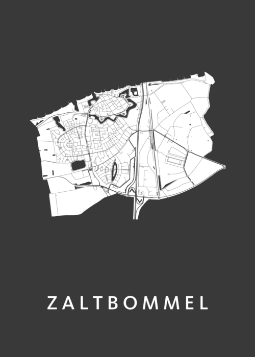 Zaltbommel Stadskaart - Black poster