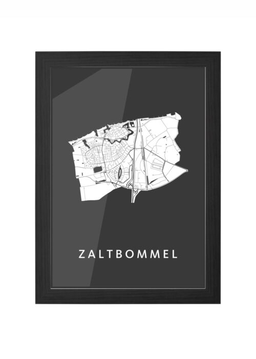 zaltbommel stadskaart poster ingelijst in zwarte lijst