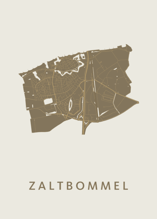 Zaltbommel Stadskaart - Gold poster
