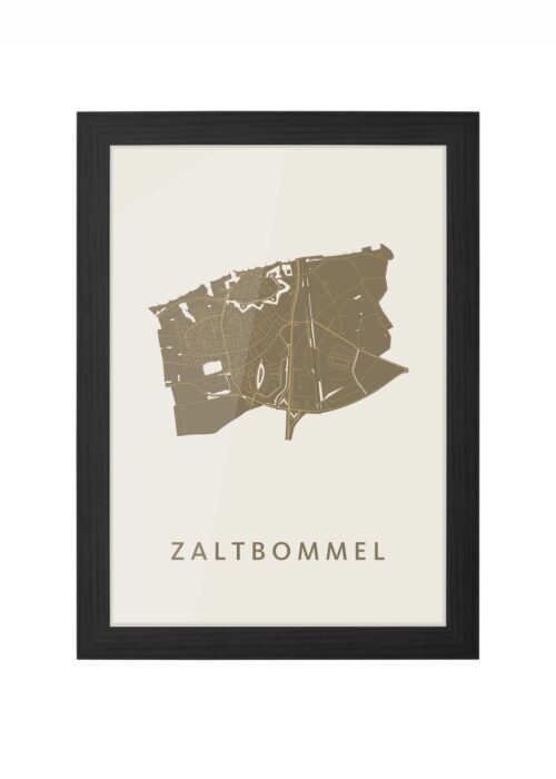 zaltbommel stadskaart poster ingelijst in zwarte lijst