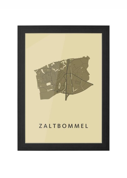 zaltbommel stadskaart poster ingelijst in zwarte lijst