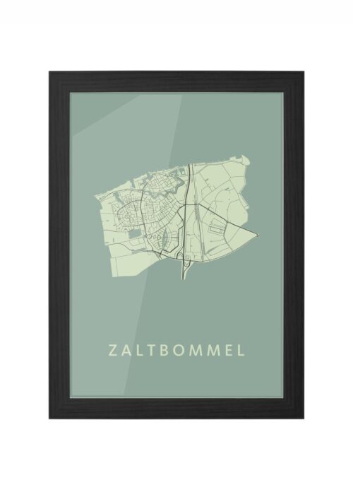 zaltbommel stadskaart poster ingelijst in zwarte lijst