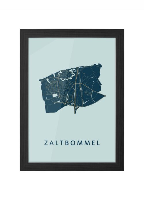 zaltbommel stadskaart poster ingelijst in zwarte lijst