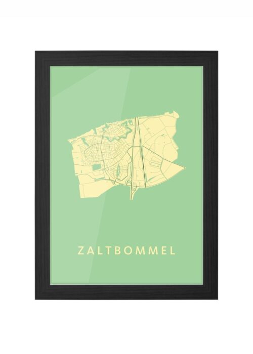zaltbommel stadskaart poster ingelijst in zwarte lijst