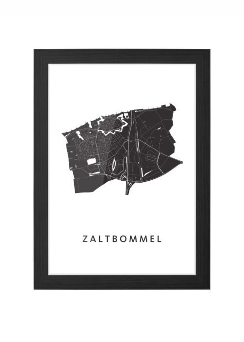 zaltbommel stadskaart poster ingelijst in zwarte lijst