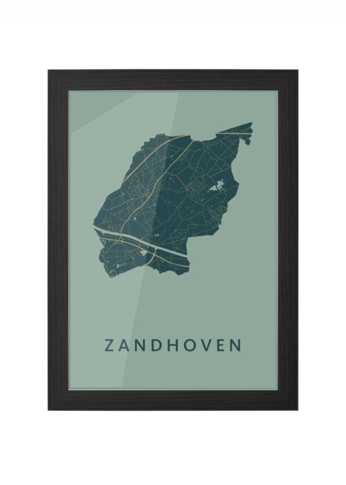 zandhoven stadskaart poster ingelijst in zwarte lijst