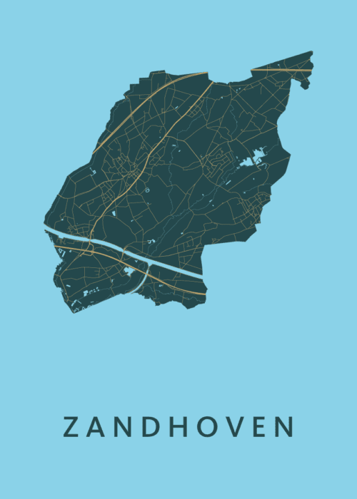 Zandhoven Stadskaart poster Azure