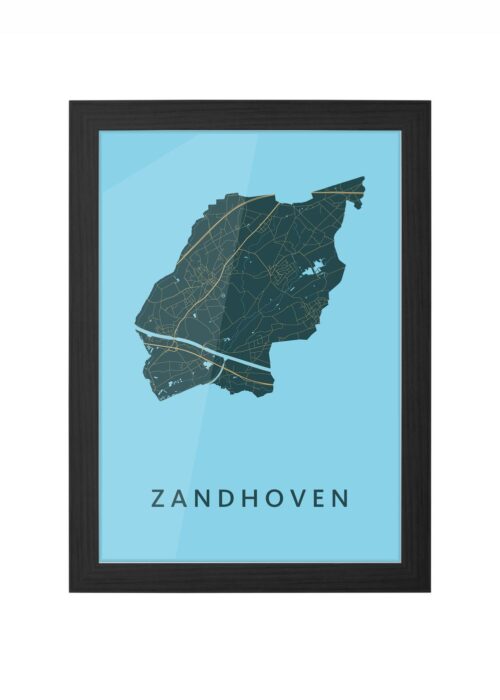 zandhoven stadskaart poster ingelijst in zwarte lijst