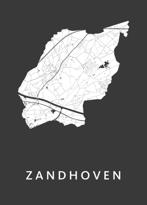 Zandhoven Stadskaart poster Black