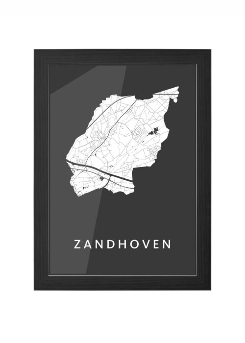 zandhoven stadskaart poster ingelijst in zwarte lijst