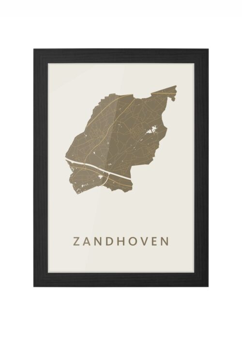 zandhoven stadskaart poster ingelijst in zwarte lijst