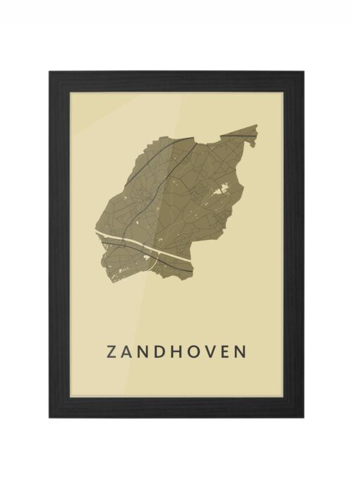 zandhoven stadskaart poster ingelijst in zwarte lijst