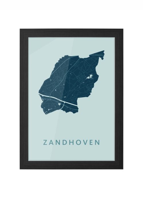 zandhoven stadskaart poster ingelijst in zwarte lijst