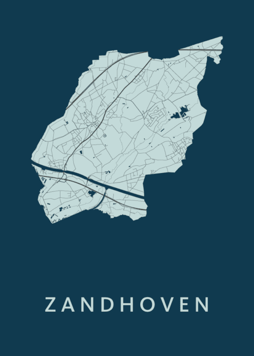 Zandhoven Stadskaart poster Navy