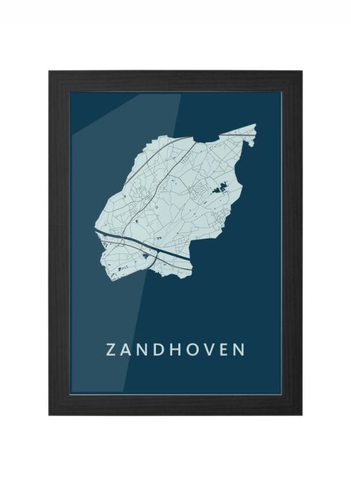 zandhoven stadskaart poster ingelijst in zwarte lijst