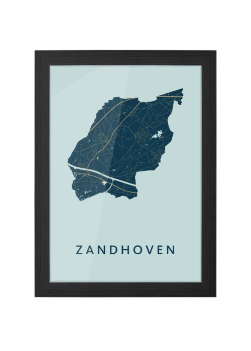 zandhoven stadskaart poster ingelijst in zwarte lijst