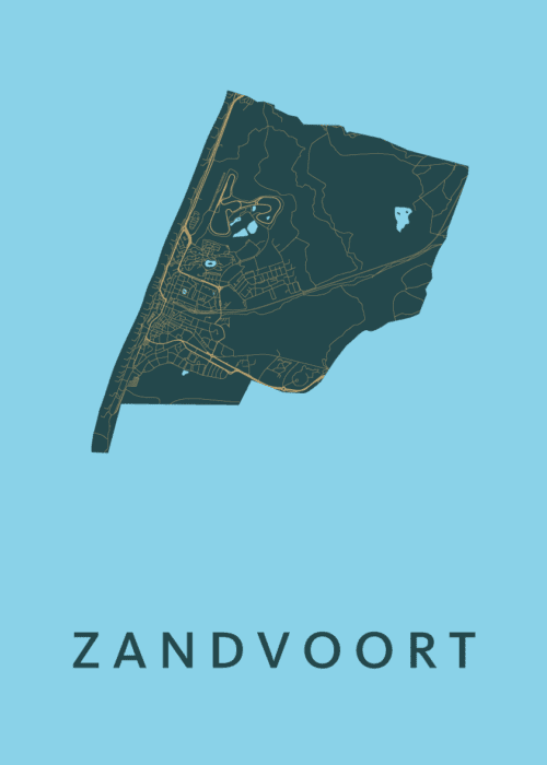 Zandvoort Stadskaart - Azure poster