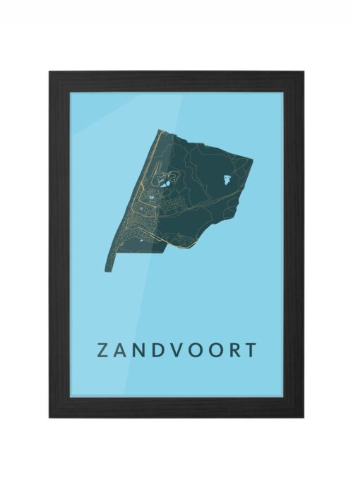zandvoort stadskaart poster ingelijst in zwarte lijst