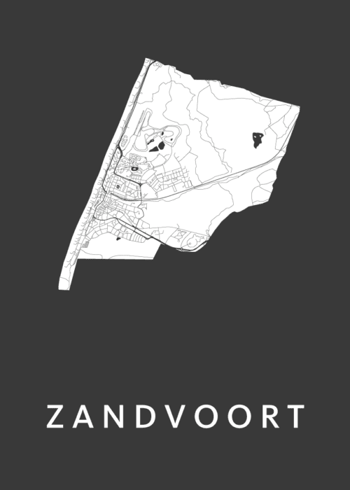 Zandvoort Stadskaart - Black poster