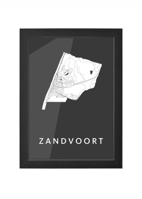 zandvoort stadskaart poster ingelijst in zwarte lijst